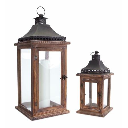 YHIOR Wood and Iron Lantern, 2PK YH2615854